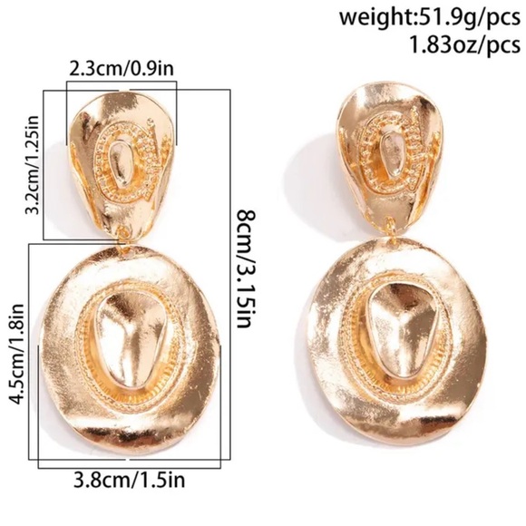 Goldtone statement earrings never worn brand new - Picture 3 of 3